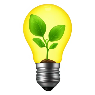 a plant sprout inside a yellow glowing idea lightbulb sticker