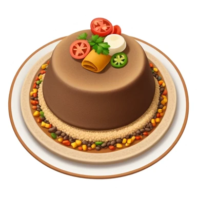 traditional Ethiopian food dish injera with colorful stews on a round platter sticker