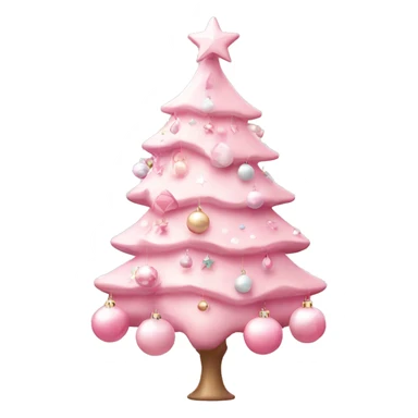 Pink pastel Christmas tree with pink and white ornaments  sticker