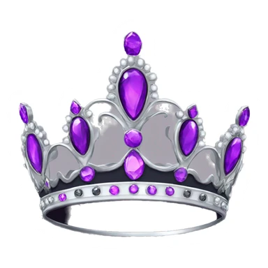 Silver tiara with purple gems with black background  sticker