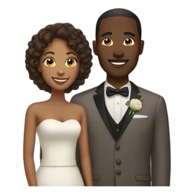 Interracial marriage brown woman black man happy sticker