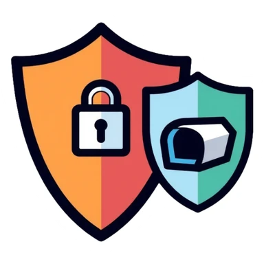 SecureNet VPN logo with shield, lock, and network tunnel icon sticker