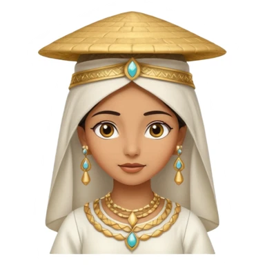 ancient arab girl with conical hat, white sticker