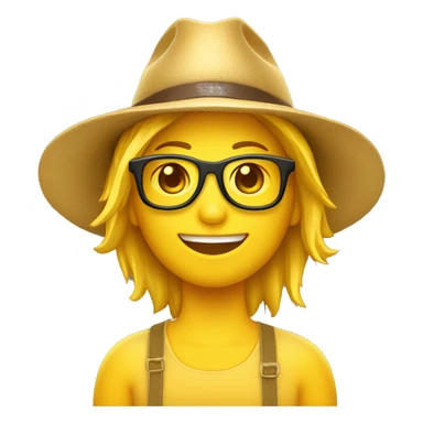 emoji jaune lunette de soleil avec un chapeau safari sur la tête sticker