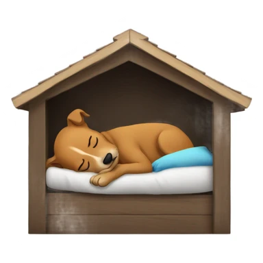 Human guy sleeping outside in a dog house sticker