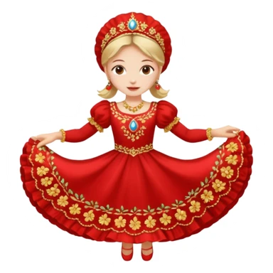 A dancing girl in a red dress and kokoshnik sticker
