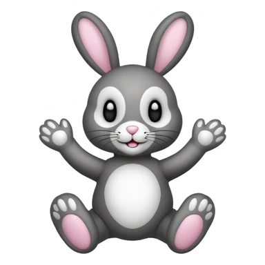 Emoji pour twitch d'une peluche lapin squelette noir faisant signe de la patte avec le texte:"Hi !" sticker