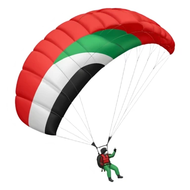 a palestinian flag with a paraglider, respect scrupulously the correct shapes and colours of the flag, try again sticker