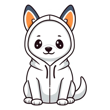 Dog wearing a hoodie sticker