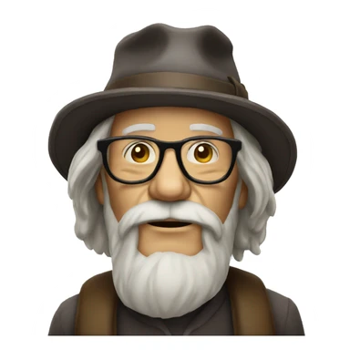 old man smoking with glasses long hair hat sticker
