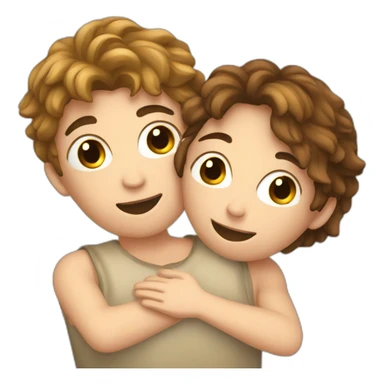 europeans young lovers with brown hairs hugging in a comforter ball sticker