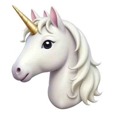 Cinematic Cute White Unicorn Portrait Emoji, Head tilted playfully and inquisitively, featuring a charming, petite form with a silky white color, a delicately flowing mane and tail, and a tiny, sparkling horn, with large, dreamy eyes full of wonder, Simplified yet irresistibly adorable features, highly detailed, glowing with a warm, enchanting glow, high shine, affectionate and lively, stylized with a touch of fairy-tale whimsy, soft glowing outline, capturing the essence of a mischievous yet endearing white unicorn that seems as if it could gallop out of the screen into your heart! sticker