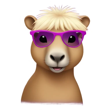 capybara with purple tutu, pink sunglasses, red lipstick, and blonde wig sticker