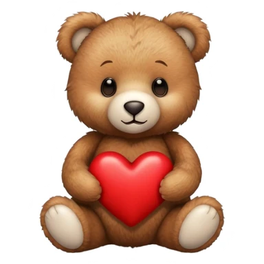 teddy bear holding a heart sticker