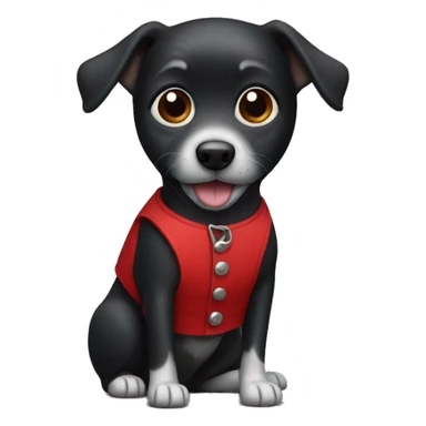 small black dog wearing red vest  sticker