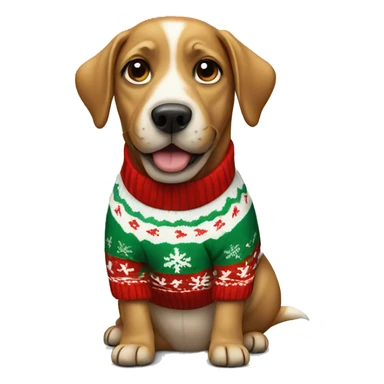 Dog wearing christmas sweater sticker