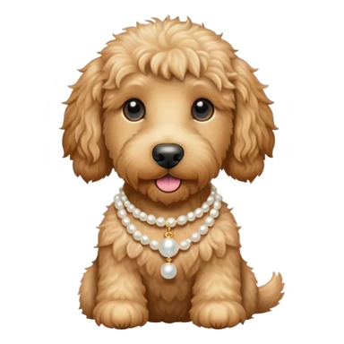 Golden doodle wearing a pearl necklace ￼ sticker