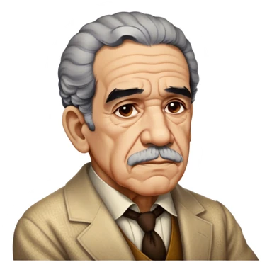 Cinematic Realistic Gabriel García Márquez Portrait Emoji, depicted as a visionary writer with a contemplative gaze in period attire, rendered with rich textures and warm literary lighting that captures his magical realism legacy. sticker