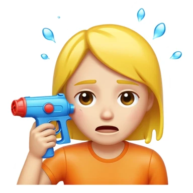 crying with watergun to head sticker