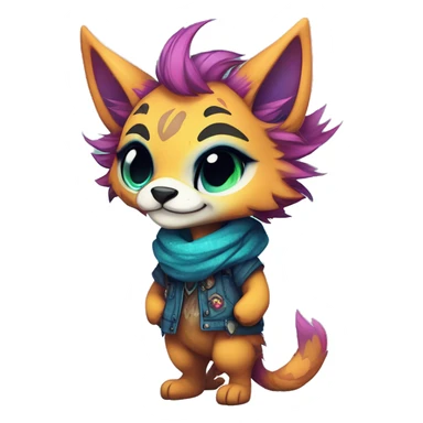 Cool cute Kawaii edgy colorful anthro fantasy animal fursona by griffsnuff & LiLaiRa & Falvie full body sticker