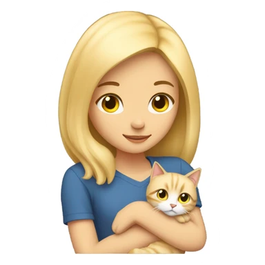 blonde girl with fluffy blonde cat sticker