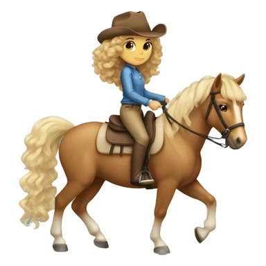 Tan girl with brown curly hair on horseback palomino horse with blonde mane and tail  sticker