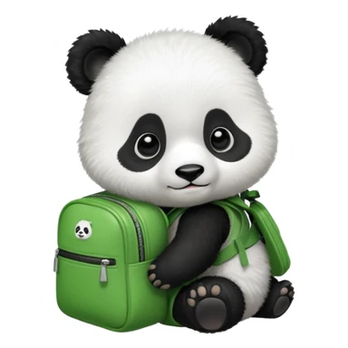 baby panda wear green backpack sticker