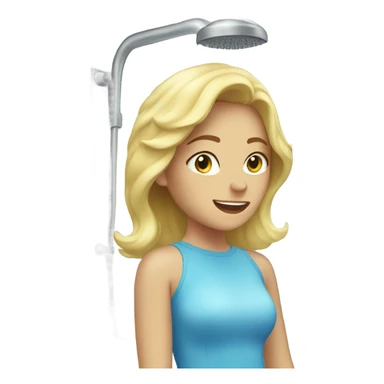 blonde woman getting in shower sticker