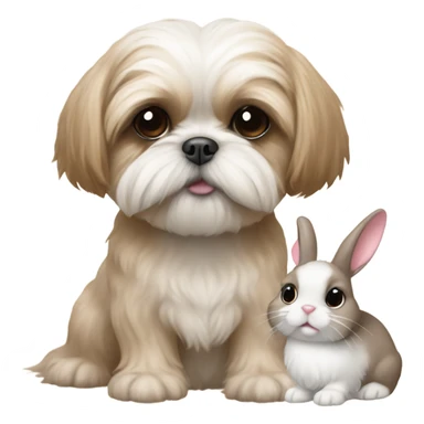 Beige Shih tzu and a small bunny sticker