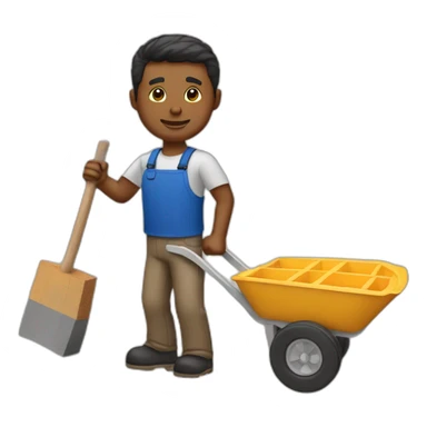 Fabrice  with a wheelbarrow and bricks sticker