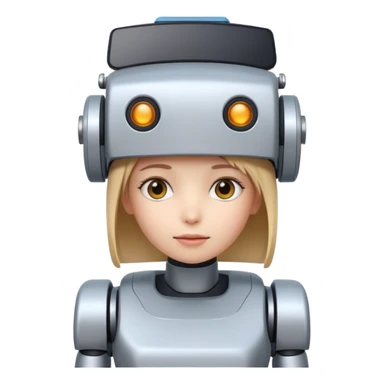 girl ai robot with name Caja Cusco on his head sticker