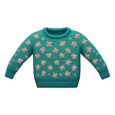 Knit sweater with floral glittery design sticker