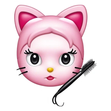  hello Kitty SANRIO holding an eyelash mascara spoolie sticker