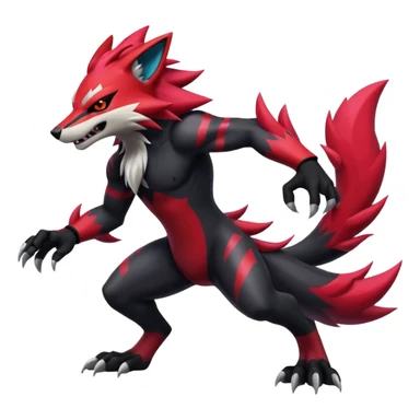 Shiny Anthropomorphic furry Badass cool Zeraora-Zoroark-Obstagoon--fusion sticker
