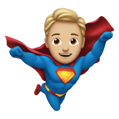 flying superhero in a blue suit with a developing cape sticker
