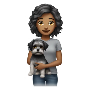 girl with black and grey shorkie dog sticker