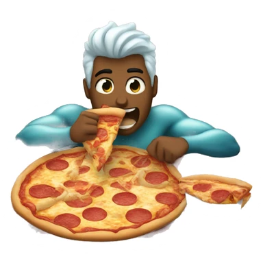 Merman eating a pizza in a car sticker