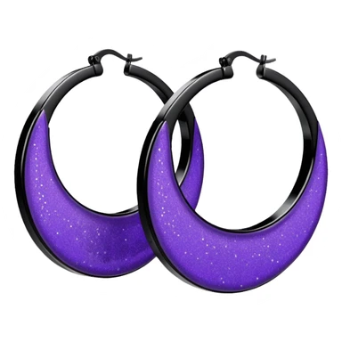 Black and Purple Glitter Sparkly Extra Large Hoop Earrings  sticker