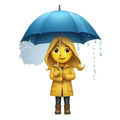 girl with umbrella while raining sticker