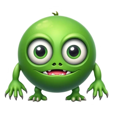 Green spherical monster with one large eye and limbs sticker