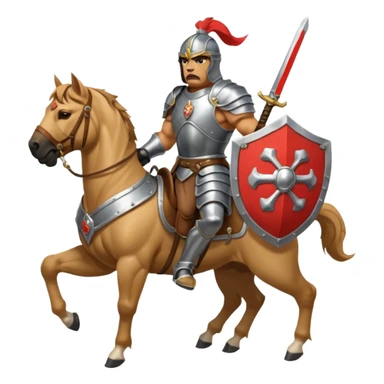 A bullmastiff as a legend with sword and shield on a horse sticker