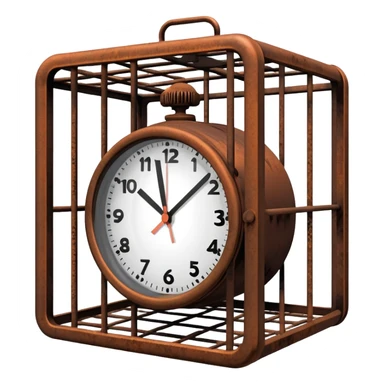 clock trapped inside a cage sticker