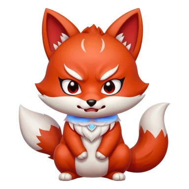 Angry red white Chibi baby cute kitsune   sticker