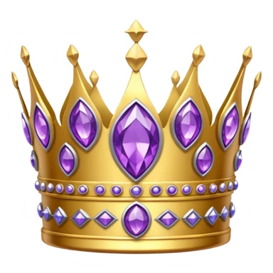 Golden crown with purple and silver gems sticker