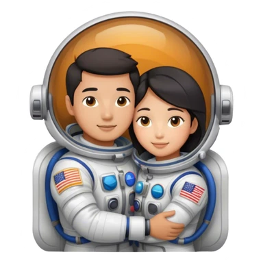 Asian Astronaut couple cuddling  sticker