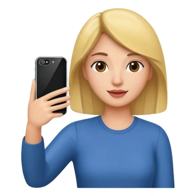  woman holding her phone having selfie sticker