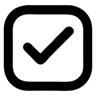 solid black icon of a rounded checkbox with a check mark, check slightly tilted sticker