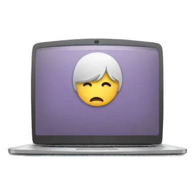 laptop with sad person sticker