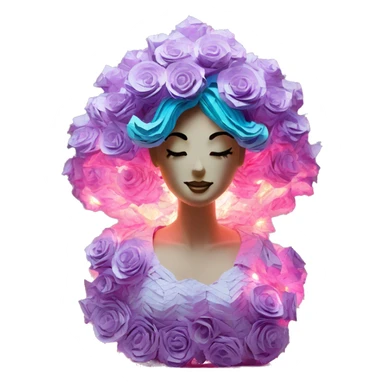  lady vaporwave made of 420 origami newspaper roses hemp leaves lantern fairy lights burning paper vaporwave sticker