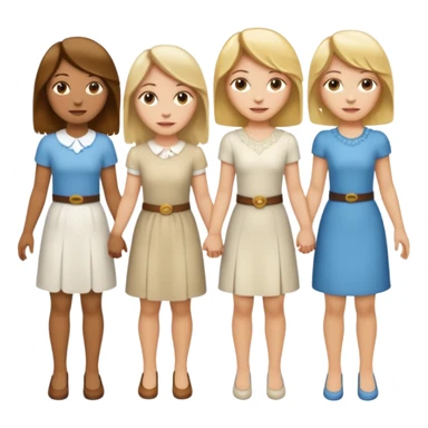 Five people holdings hands, made up of one white woman with long brown hair, one white woman with short brown hair, one white woman with shoulder length blonde hair, one white woman with shaggy blonde hair sticker